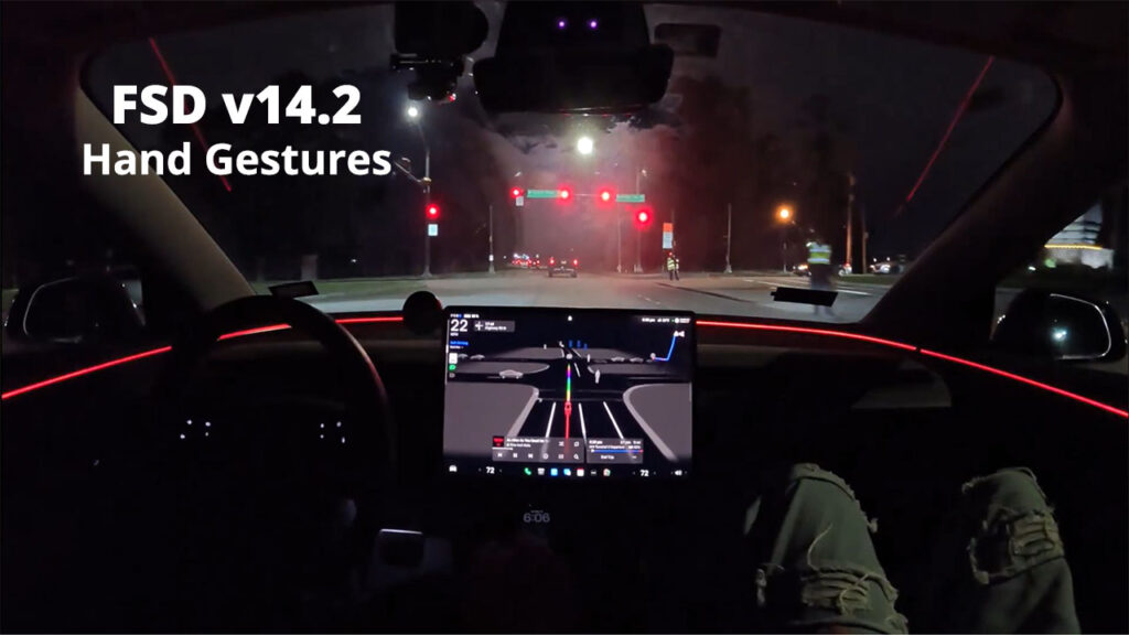 Tesla FSD v14.2.1 recognizes hand gestures and proceeds a red light and more (videos)