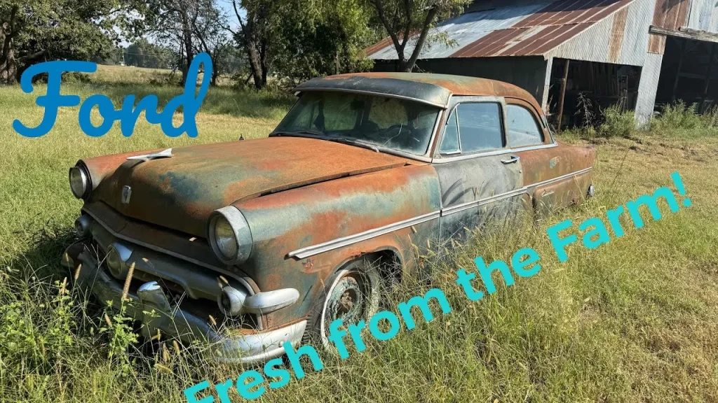 New Junkyard Inventory! Check Out This Farm Fresh Barn Find V-8 Auto Ford Customline with a Factory Sunvisor!